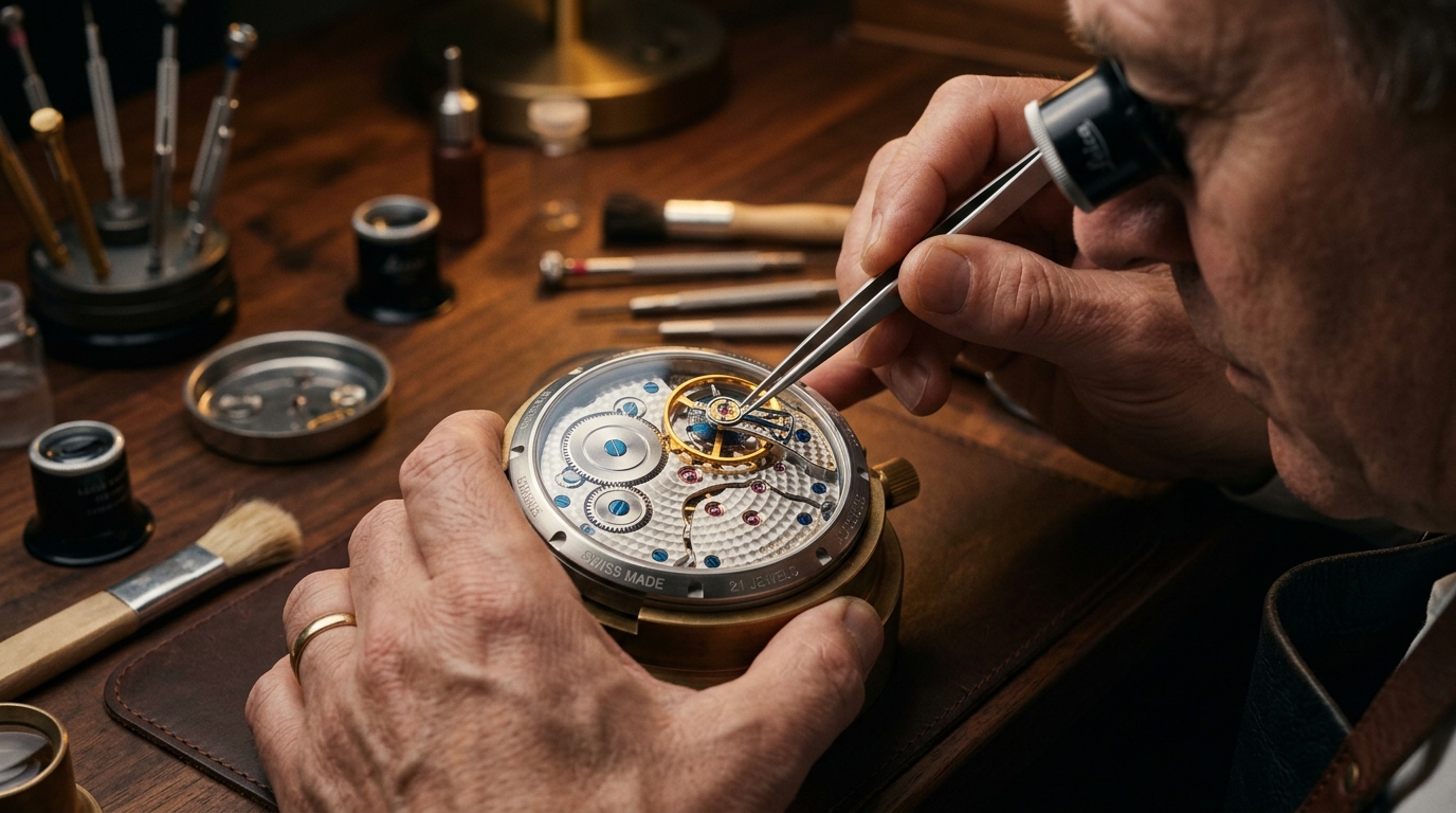 Master Watchmaker assembling TESSARO open heart movement