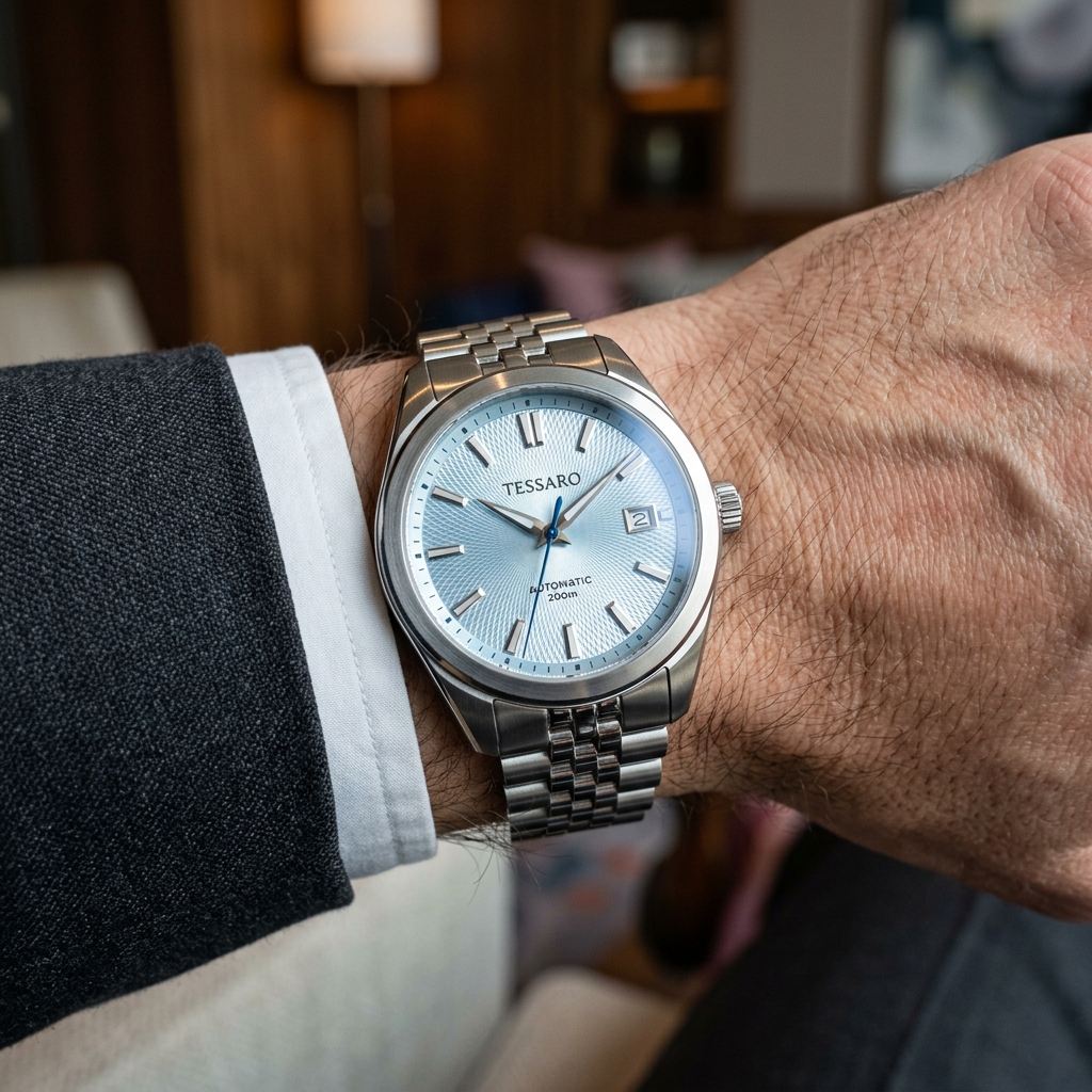 TESSARO Integré Glacier Ice Blue Watch